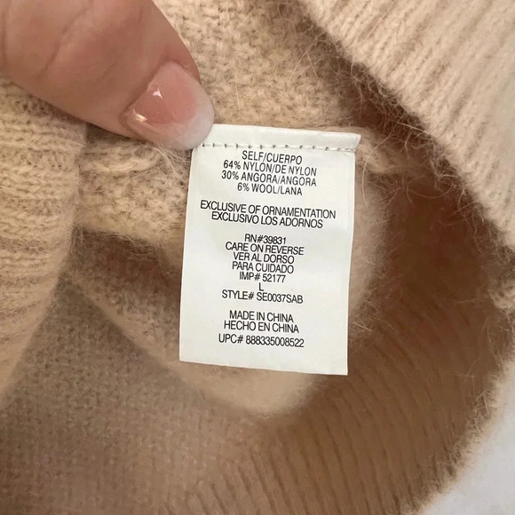 Sam Edelman Fuzzy Sweater Top Cropped Elbow Sleeve Angora Wool Blend Sz L - Picture 11 of 13